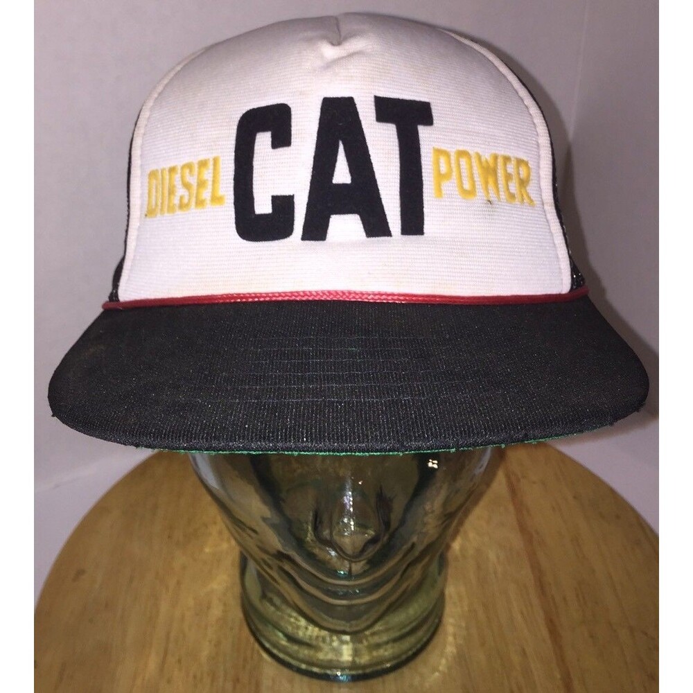 Vintage CAT DIESEL POWER Caterpillar 80s Mesh Trucker Hat Cap Snapback SEAGULL